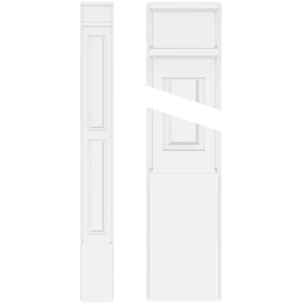 Two Equal Raised Panel PVC Pilaster w/Decorative Capital & Base, 12